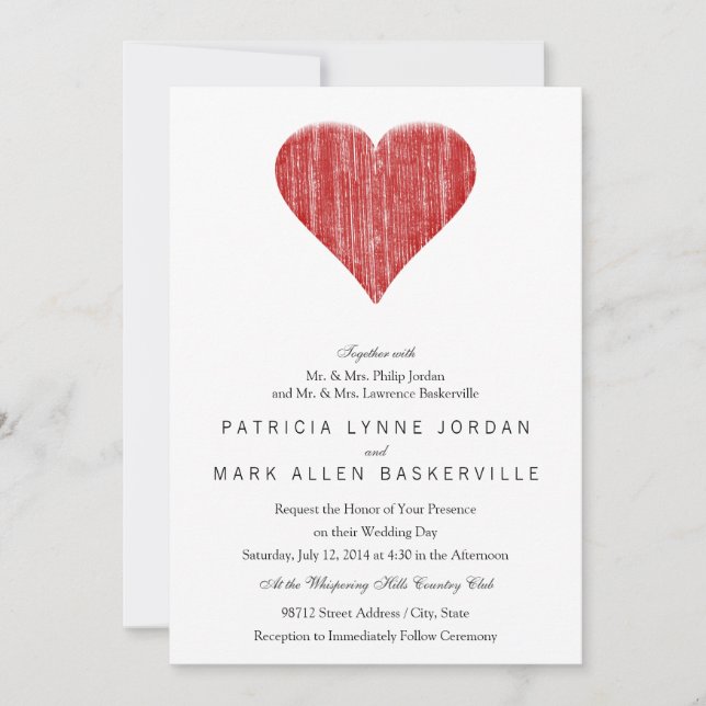 Distressed Red Heart Invitation (Front)