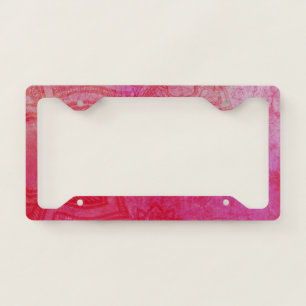 Distressed Red Mandala Pattern License Plate Frame