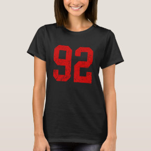 Distressed Red Number 92 Jersey Player Uniform #92 T-Shirt