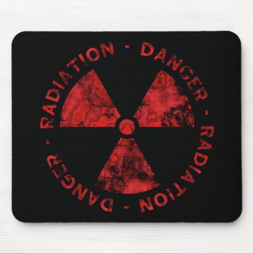 Distressed Red Radiation Symbol Mousepad