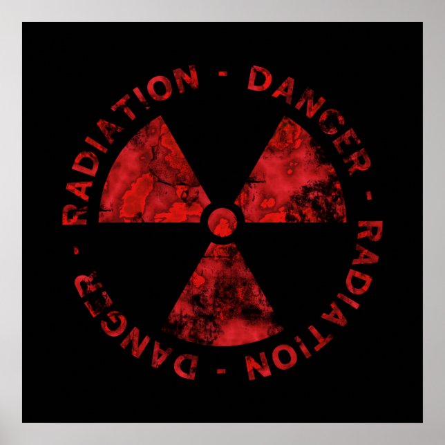Distressed Red Radiation Symbol Poster (Front)