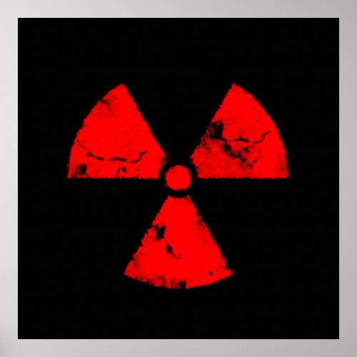Distressed Red Radiation Symbol Poster