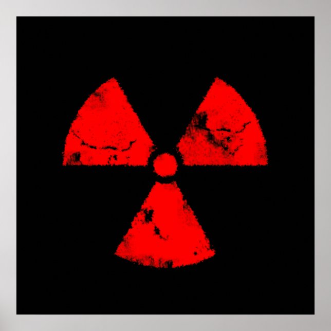 Distressed Red Radiation Symbol Poster (Front)