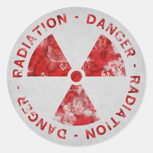 Distressed Red Radiation Symbol Sticker