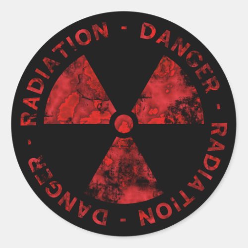 Distressed Red Radiation Symbol Sticker