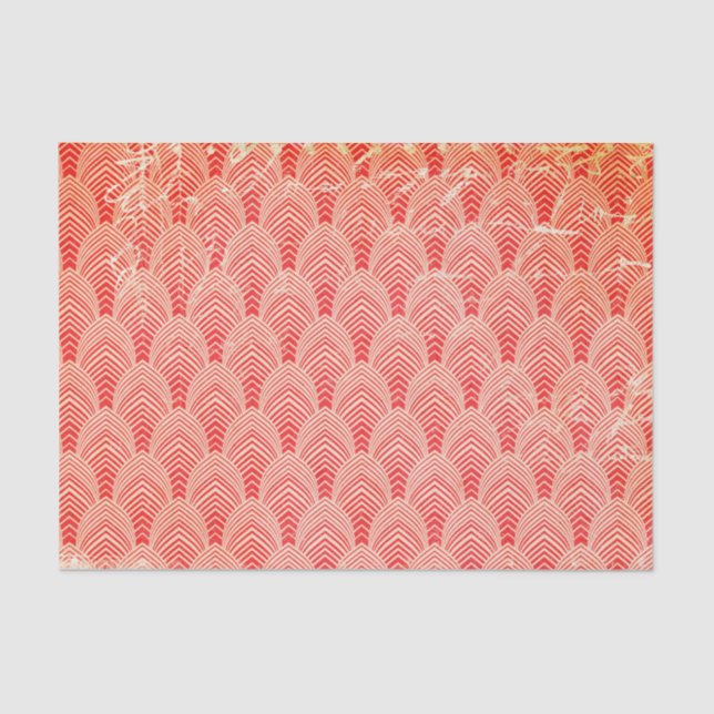 Distressed Red Retro Tissue Paper (Front)