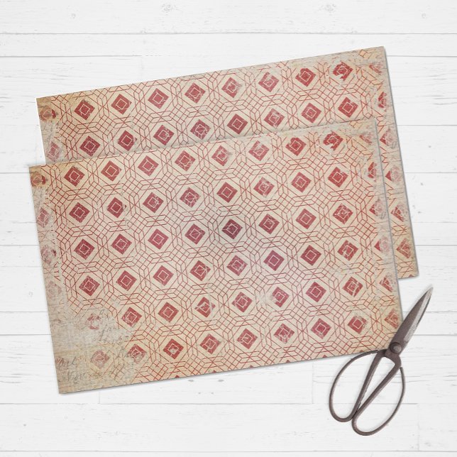 Distressed Red Retro Tissue Paper (Add a little art deco flair to your wrapping and craft projects with this distressed tissue paper.)
