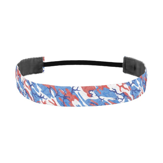 Distressed Red White and Blue Camo Athletic Headband (Front)