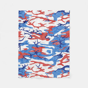 Distressed Red White and Blue Camo Fleece Blanket