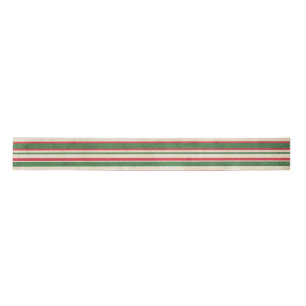 Distressed Red White Green Stripes Satin Ribbon
