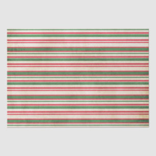 Distressed Red White Green Stripes Tissue Paper