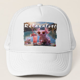 Distressed Relaxalotl Axolotl Trucker Hat