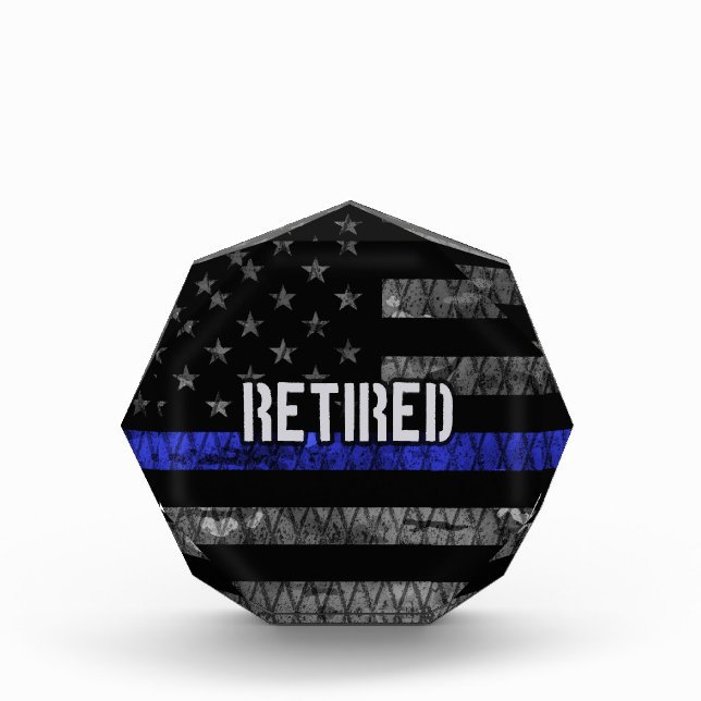 Distressed Retired Police Flag Acrylic Award (Front)