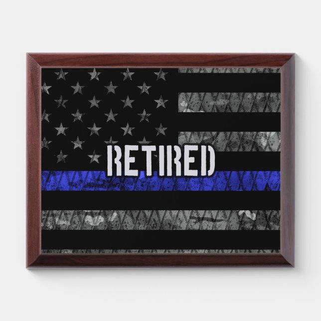 Distressed Retired Police Flag Award Plaque (Horizontal)