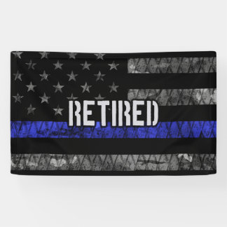 Distressed Retired Police Flag Banner