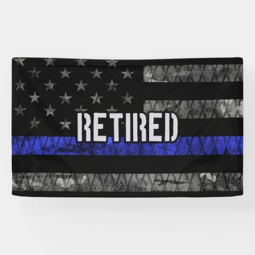 Distressed Retired Police Flag Banner