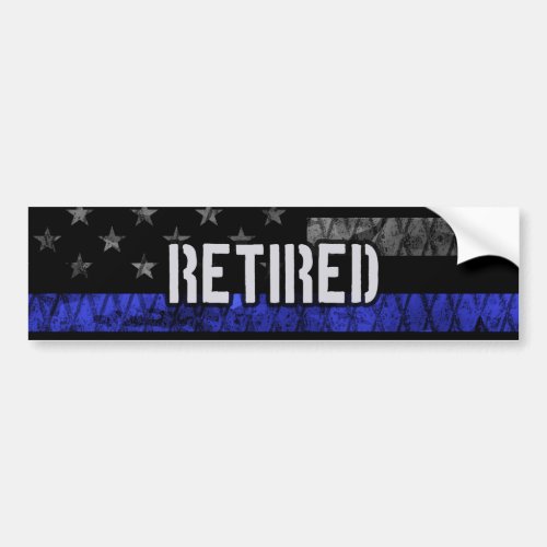 Distressed Retired Police Flag Bumper Sticker