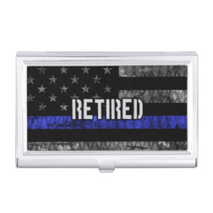 Distressed Retired Police Flag Business Card Case