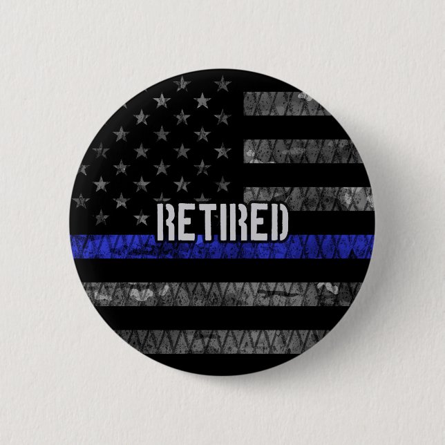 Distressed Retired Police Flag Button (Front)