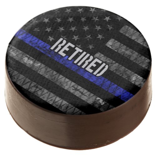 Distressed Retired Police Flag Chocolate Covered Oreo