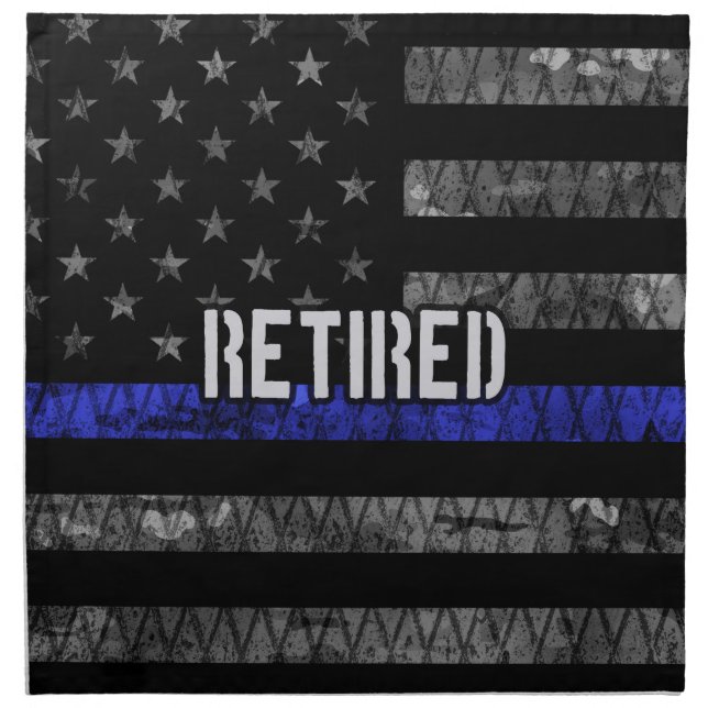 Distressed Retired Police Flag Cloth Napkin (Front)