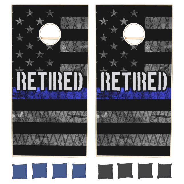 Distressed Retired Police Flag Cornhole Set (Set)