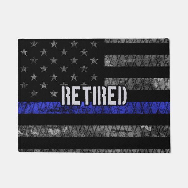 Distressed Retired Police Flag Doormat (Front)