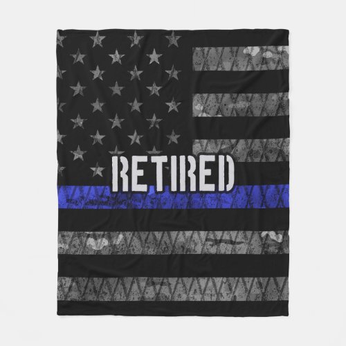 Distressed Retired Police Flag Fleece Blanket