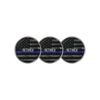 Distressed Retired Police Flag Golf Ball Marker