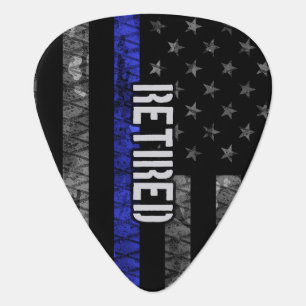 Distressed Retired Police Flag Guitar Pick
