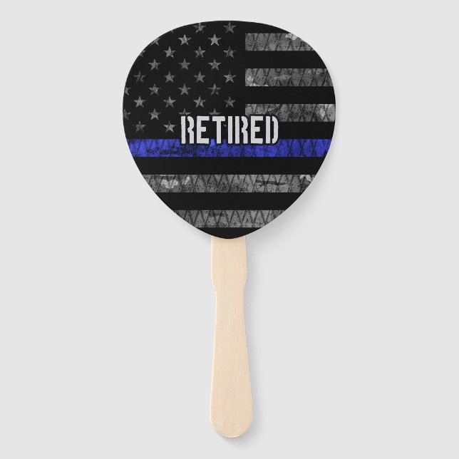 Distressed Retired Police Flag Hand Fan (Front)
