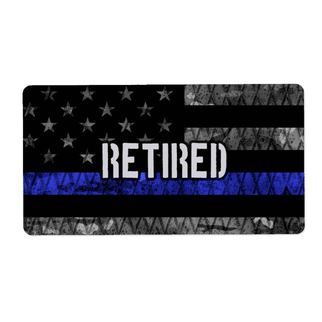 Distressed Retired Police Flag Label (Front)