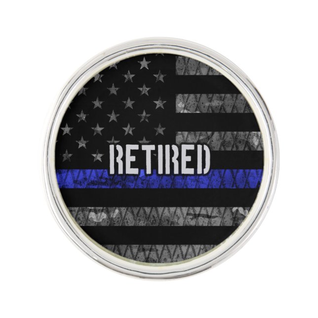 Distressed Retired Police Flag Lapel Pin (Front)