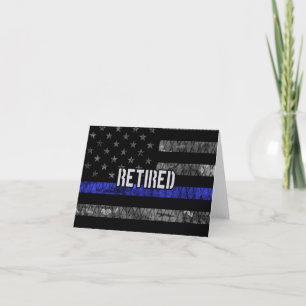 Distressed Retired Police Flag Letterpress Thank You Card