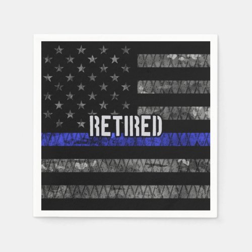 Distressed Retired Police Flag Napkins