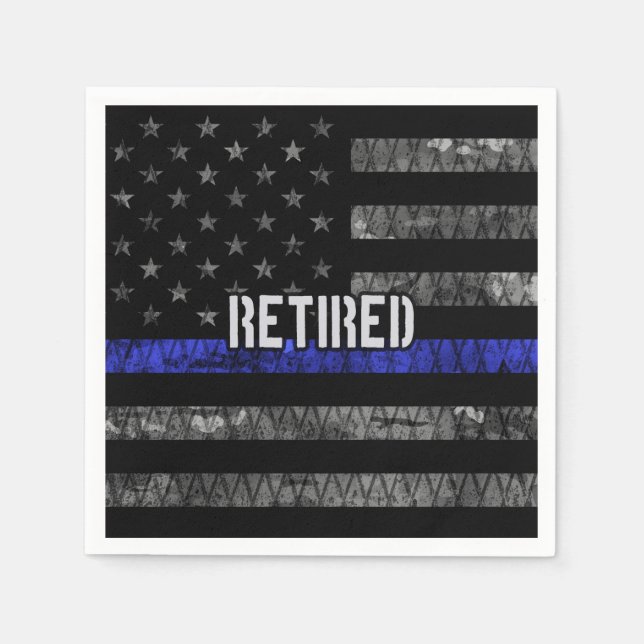 Distressed Retired Police Flag Napkins (Front)
