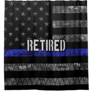 Distressed Retired Police Flag Shower Curtain