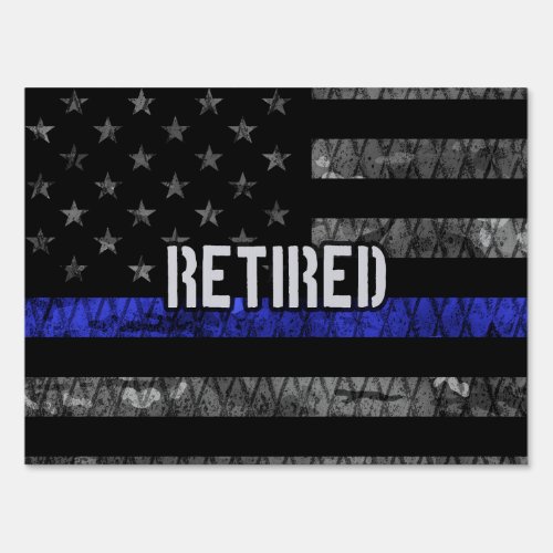 Distressed Retired Police Flag Sign