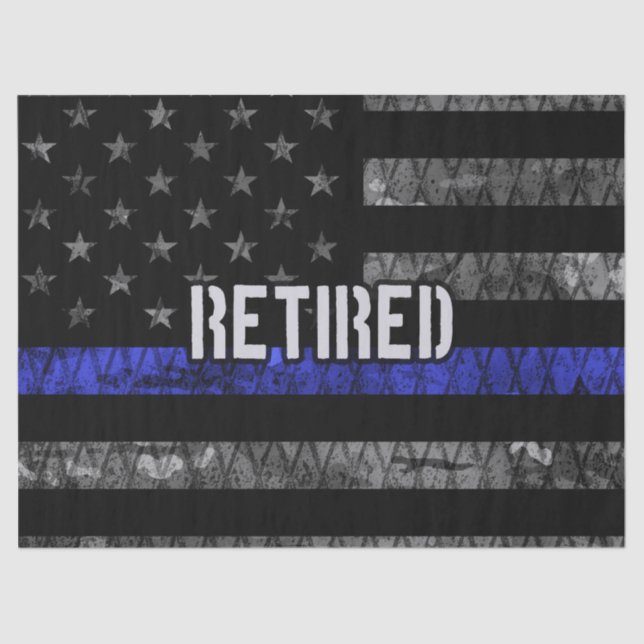 Distressed Retired Police Flag Tissue Paper (Front)