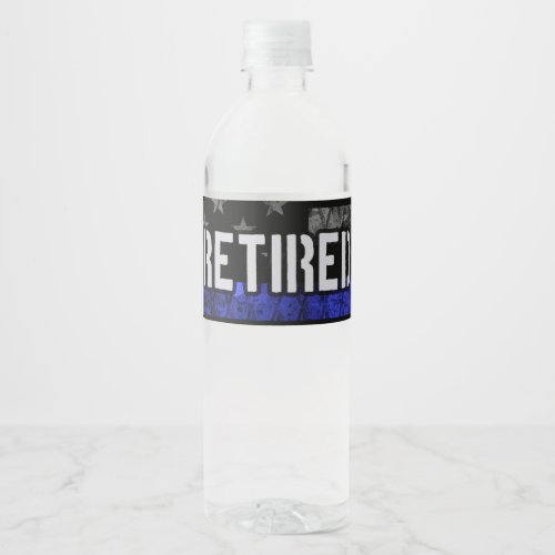 Distressed Retired Police Flag Water Bottle Label