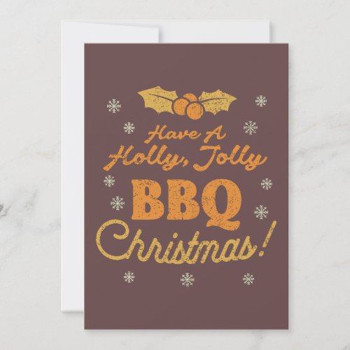 Distressed Retro BBQ Christmas Greeting  Maroon Holiday Card