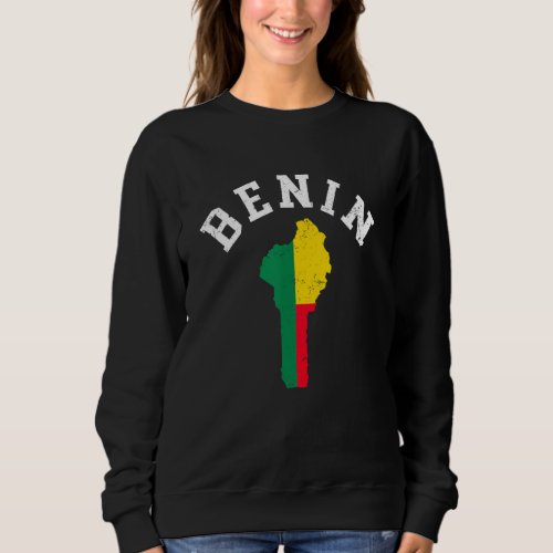 Distressed Retro Benin Flag Map Patriotic Sweatshirt