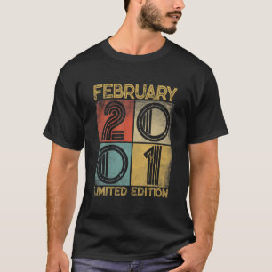 Distressed Retro February 2001 21St Birthday 21 Yr T-Shirt