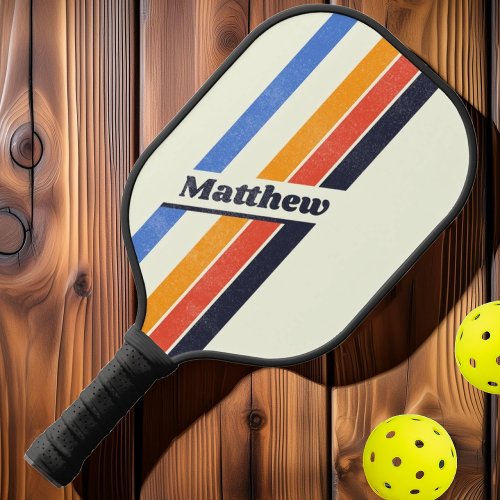 Distressed Retro five Striped Dark with Name Pickleball Paddle