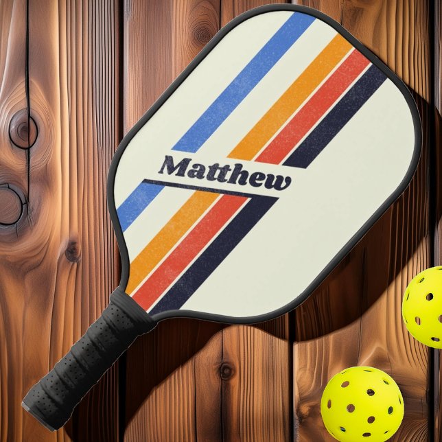 Distressed Retro five Striped Dark with Name Pickleball Paddle (Creator Uploaded)