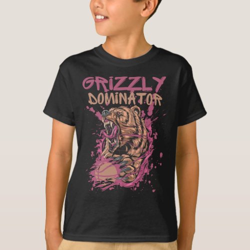 Distressed Retro Grizzly Look Party Tailgate Fan G T_Shirt