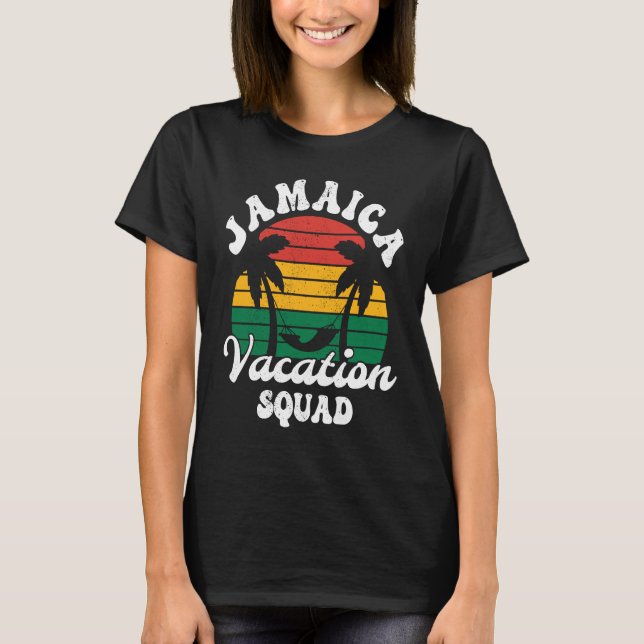 Distressed Retro Jamaica Vacation Squad Caribbean  T-Shirt (Front)