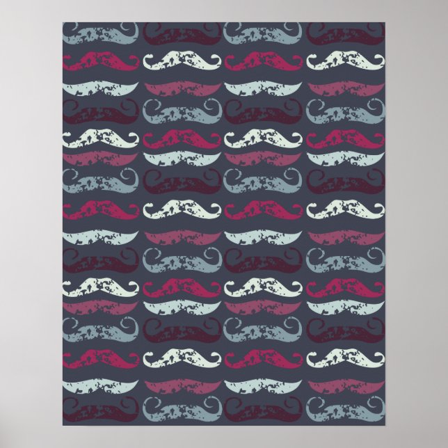 Distressed Retro Mustache Print (Front)
