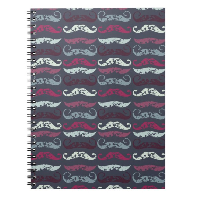 Distressed Retro Mustache Print Notebook (Front)