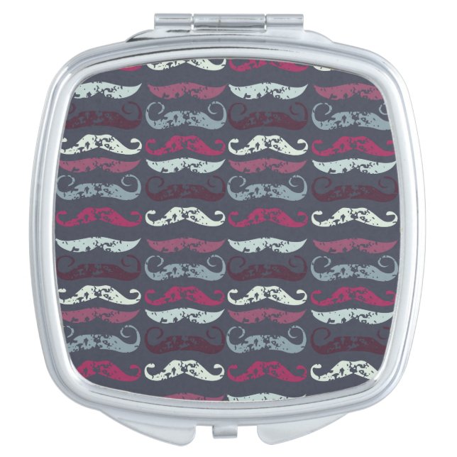 Distressed Retro Mustache Print Vanity Mirror (Front)